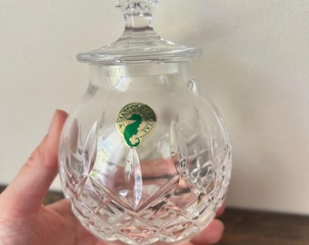 Vintage Waterford Crystal Lismore Honey Jar with Lid - Signed Fine Lead Crystal Jam Pot - Storybook Country Decor - Luxury Gift