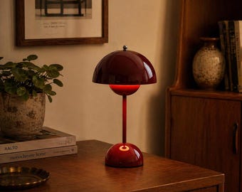 Lampada a forma di fungo vintage, stile retrò Mid-Century Modern, luce ricaricabile senza fili