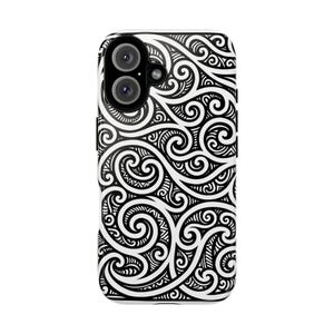 Maori Swirl Pattern phone case | Black White Tribal Scroll design