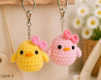 Häkelanleitung für ein Mini-Küken, einfaches Amigurumi-PDF, Oster-Schlüsselanhänger für Anfänger (Digitaler Download)