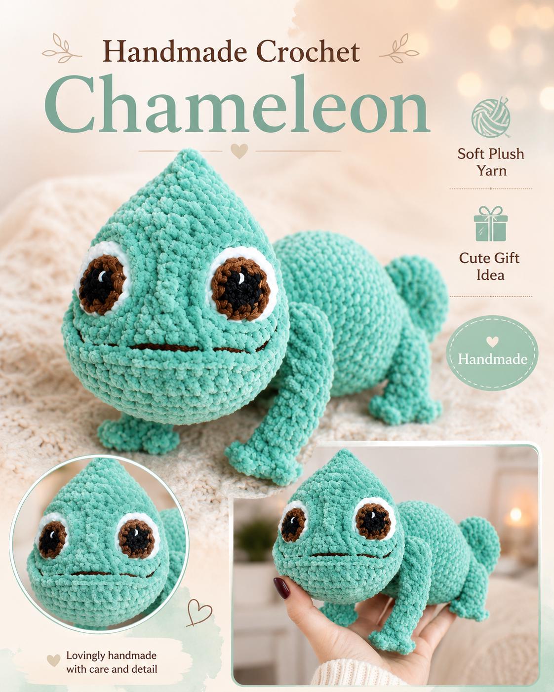 39 Crochet Green Patterns: Frogs, Avocados, Doilies, and Keychains 13 Handmade Crochet Chameleon Plush