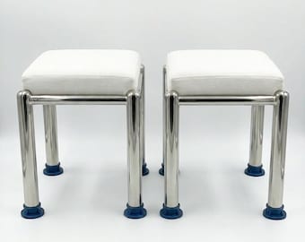 Paquete de 2 taburetes de acero inoxidable (solo la estructura), base resistente para taburete de ducha, soporte metálico para taburete de baño, patas inoxidables, asiento no incluido.