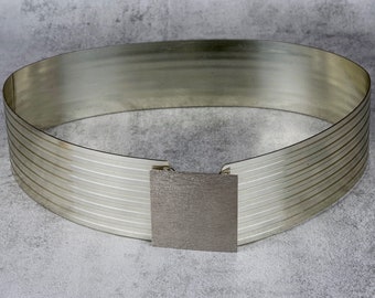 Vintage Iconic PACO RABANNE Space Age Rigid Metal Wide Belt