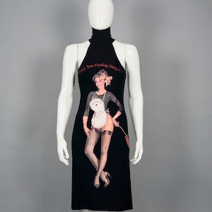 Vestido vintage MOSCHINO &quot;Are You Feeling Dirty&quot; de Maid in Italy, económico y chic.