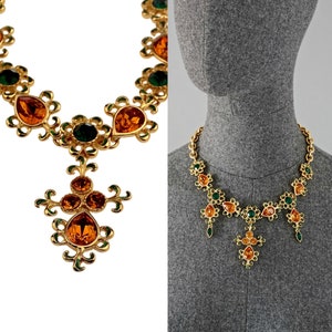 Vintage YVES SAINT LAURENT Ysl Arabesque Jewelled Enamel Necklace