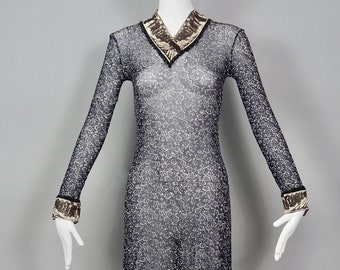Vintage 1998 JEAN PAUL GAULTIER Tattoo Print Sheer Mesh Dress