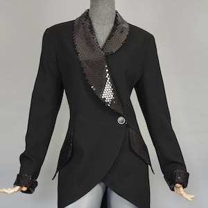Vintage KARL LAGERFELD Black Sequin Blazer Jacket