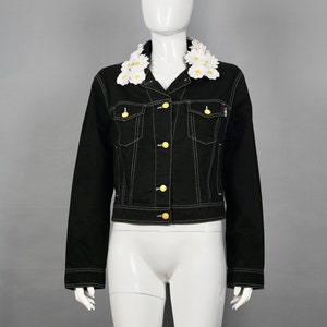 Vintage MOSCHINO JEANS &quot;Love Me, Love Me not&quot; Daisy Collar Denim Jacket