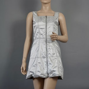 Vintage THIERRY MUGLER Quilted Silver Space Age Futuristic Dress