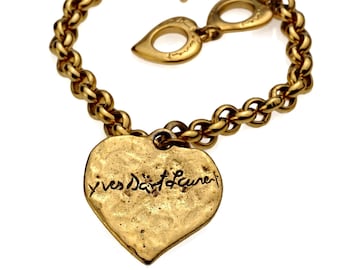 イヴ・サンローランのヴィンテージブルーハートチャームブレスレット