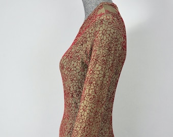 Vintage JEAN PAUL GAULTIER Embroidered Tattoo Pattern Maxi Dress