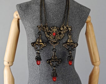 Vintage Runway Gothic Baroque Plastron Breastplate Necklace