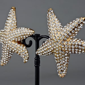 Vintage Lanvin Paris Star Fish Rhinestone Earrings