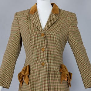 Vintage MOSCHINO CHEAP and CHIC Brown Velvet Bows Plaid Jacket