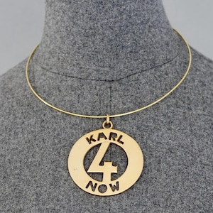 Vintage KARL LAGERFELD &quot;Karl 4 NOW&quot; Cutout Medallion Pendant Necklace