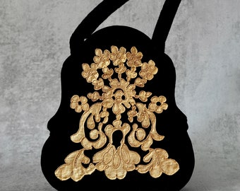 Vintage CHRISTIAN LACROIX Baroque Metal Embellish Jewelled Velvet Bag
