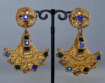 vintage FREDERIC VOLLE PARIS boucles d'oreilles pendantes bijoux opulentes nabab