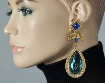Vintage JEAN LOUIS SCHERRER Geometric Jeweled Drop Earrings