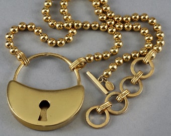 Vintage JEAN PAUL GAULTIER Logo Safety Pin Heart Padlock Vintage JEAN PAUL GAULTIER Logo Safety Pin Heart Padlock