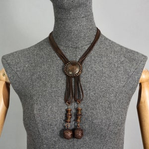 Vintage JEAN PAUL GAULTIER Brutalist Medallion Multi Chain Bronze Necklace