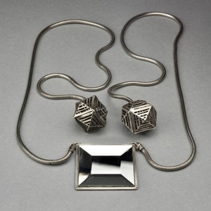 Vintage JEAN PAUL GAULTIER Mirror Geometric Lariat Snake Chain Necklace