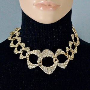 Vintage YVES SAINT LAURENT Ysl by Robert Goossens Rhinestone Chain Choker Necklace