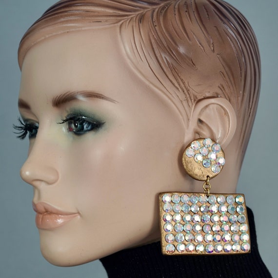 Chanel Paris 1970’s Brown Pearl Crystal Large Round Earrings