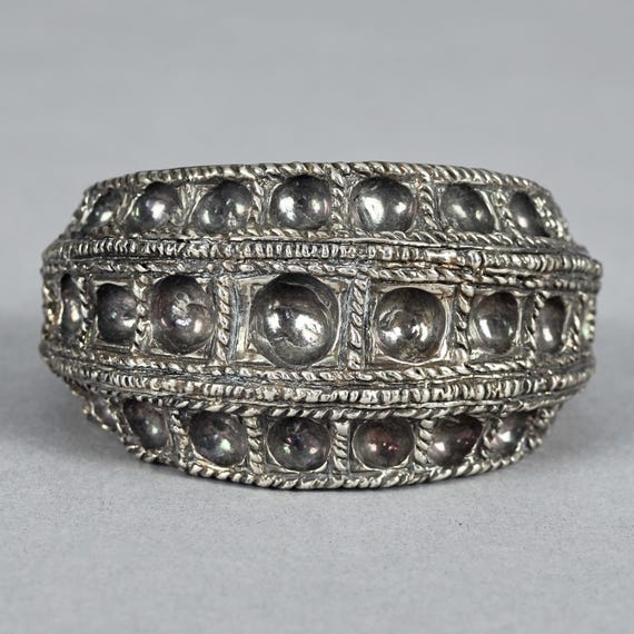 Vintage FREDERIC VOLLE PARIS Ethnic Chunky Cuff Silver Bracelet