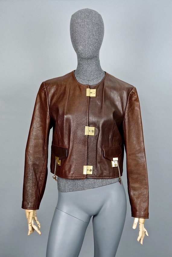 Vintage 1989 MOSCHINO CHEAP and CHIC Lock Key Brown Leather Vintage 1989 MOSCHINO CHEAP and CHIC Lock Key Brown Leather