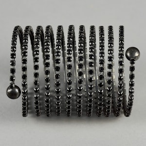 Vintage JEAN PAUL GAULTIER Gothic Rhinestone Spiral Cuff Bracelet