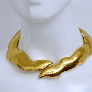 Vintage YSL Yves Saint Laurent Snake Rigid Choker Necklace