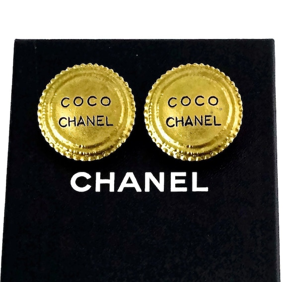 Vintage COCO CHANEL Medallion Disc Earrings 