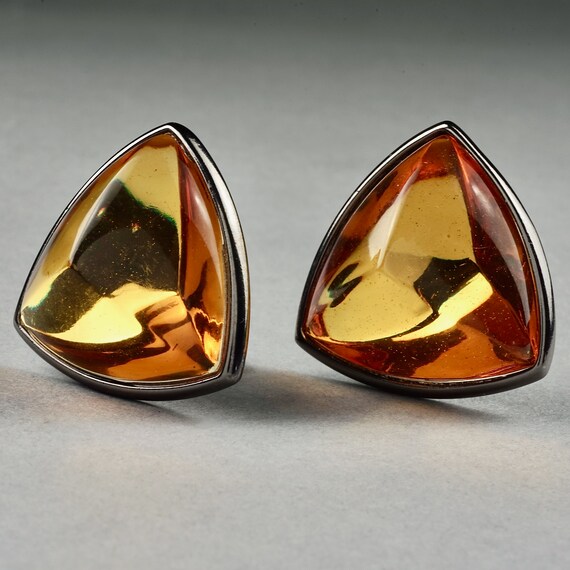 Vintage YVES SAINT LAURENT Ysl Triangle Amber Cab… - image 4