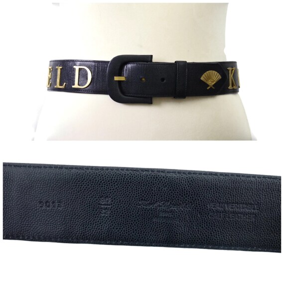 Vintage KARL LAGERFELD Letter Caviar Leather Belt - Etsy display picture 1