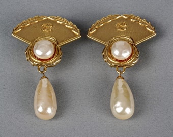 Broche éventail Karl Lagerfeld Vintage - Signée, Dorée à L'or Fin 24 Carats, Occasion
