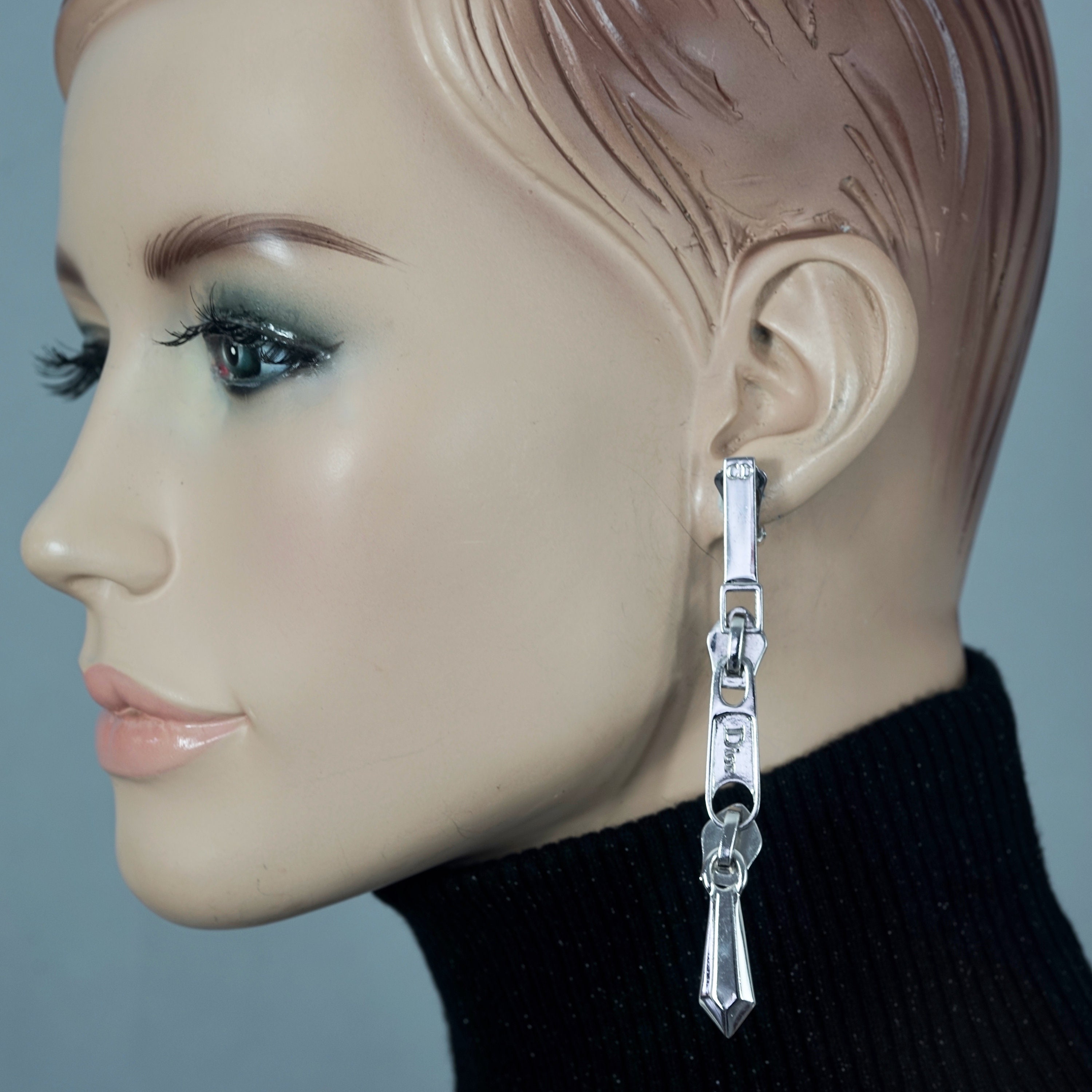 Vintage CHRISTIAN DIOR Logo Zipper Pull Dangling Earrings - Etsy