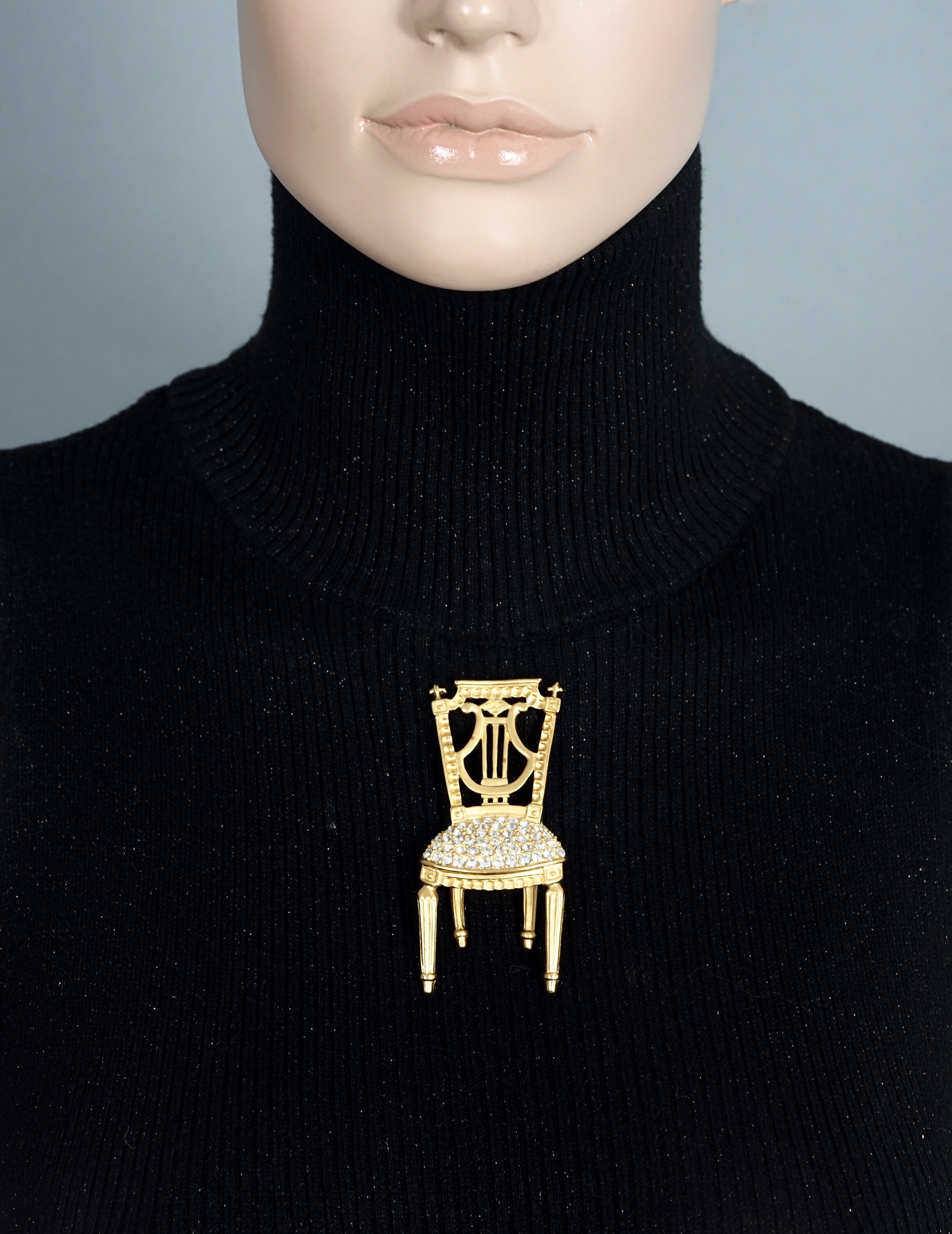 新発売 新商品 Vintage KARL LAGERFELD Lyre Chair Rhinestone Brooch - Etsy アクセサリー