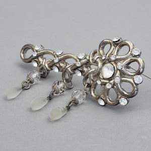 Vintage Massive CLAIRE DEVE PARIS Jewelled Silver Key Brooch