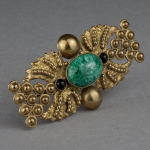 Mid Century HENRY PERICHON Gilt Bronze Jeweled Brooch