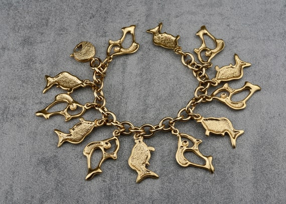 Vintage YVES SAINT LAURENT Ysl Fish Charm Bracelet - image 6