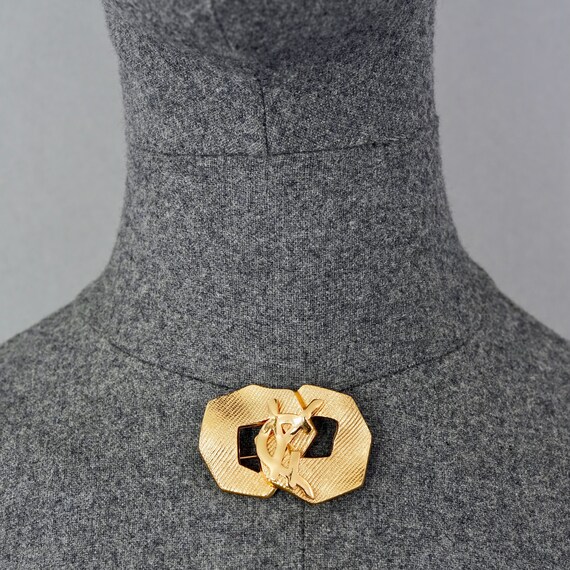 Vintage YVES SAINT LAURENT Ysl Logo Ribbed Brooch - image 6