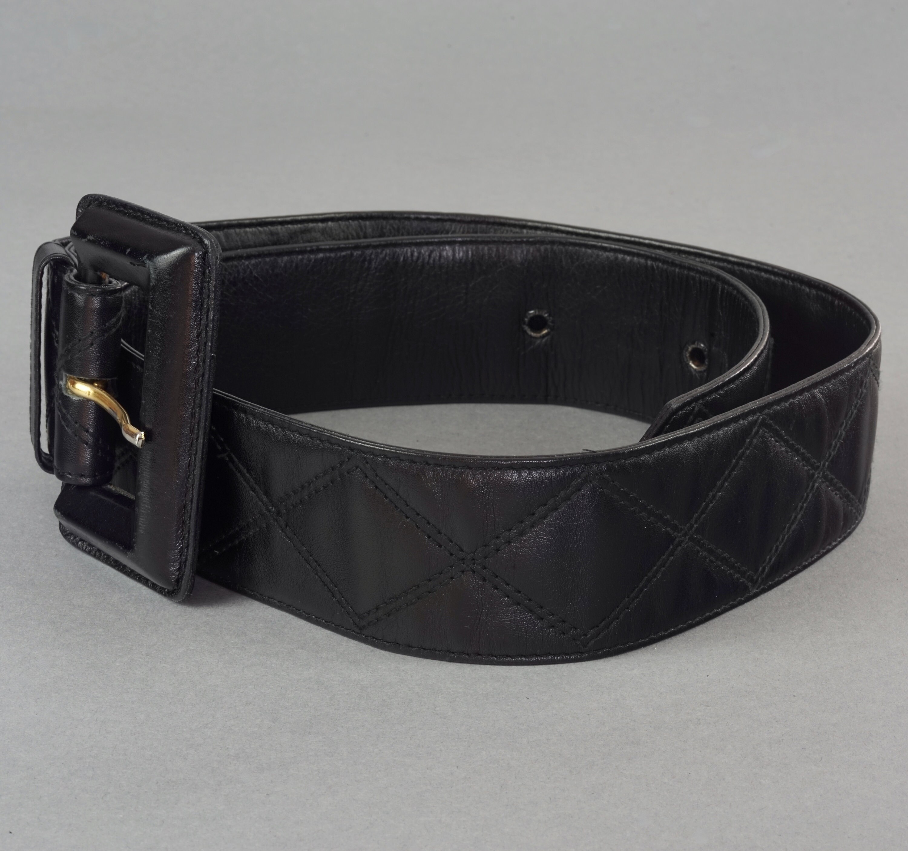 Vintage CHANEL Logo Quilted Classic Black Belt - Etsy