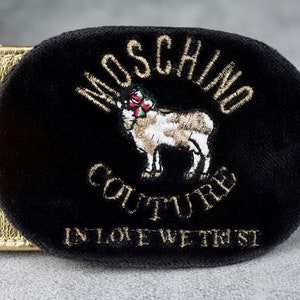 Vintage MOSCHINO COUTURE &quot;In Love We Trust&quot; Gold Belt