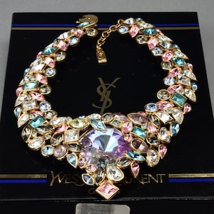 Vintage YVES SAINT LAURENT Robert Goossens Multi Jeweled Runway Necklace image 1