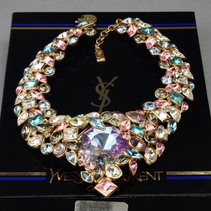Vintage YVES SAINT LAURENT Robert Goossens Multi Jeweled Runway Necklace
