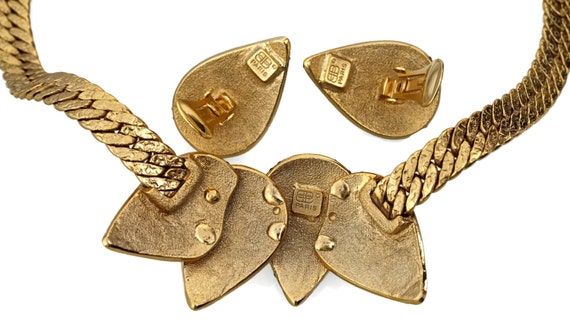 Vintage BALENCIAGA Leaf Rhinestone Earrings Necklace Set - Etsy Vintage BALENCIAGA Leaf Rhinestone Earrings Necklace Set - Etsy