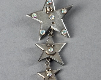 vintage 1987 BILLY BOY 3 Tier Star Face Broche Strass