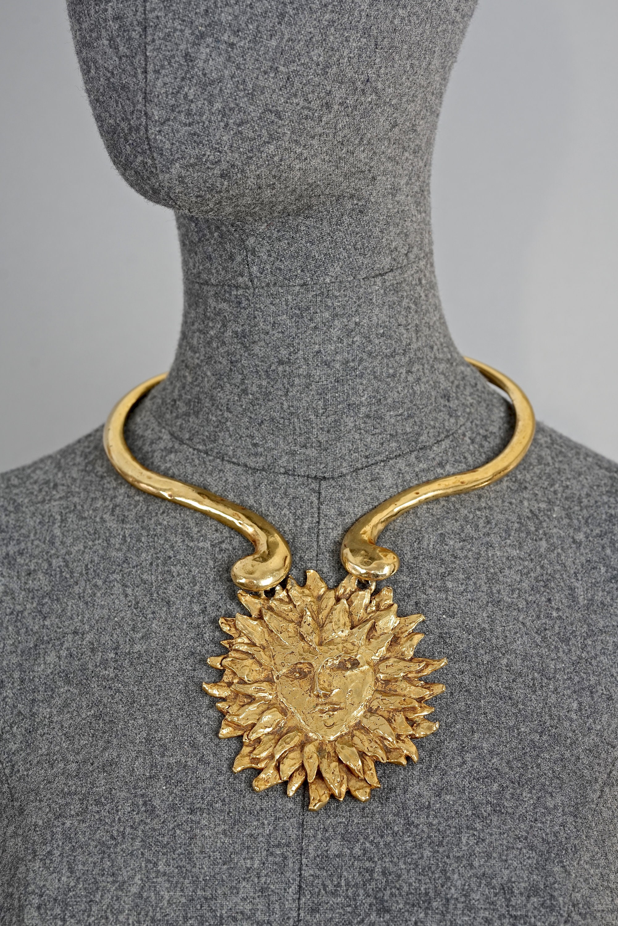 Vintage YVES SAINT LAURENT by Robert Goossens Sun Face Necklace - Etsy