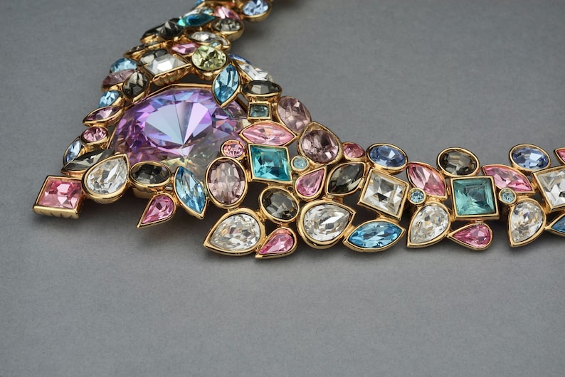 Vintage YVES SAINT LAURENT Robert Goossens Multi Jeweled Runway Necklace image 5