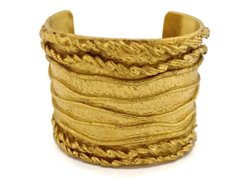 Vintage SONIA RYKIEL Textured Rope Pattern Bracelet Cuff